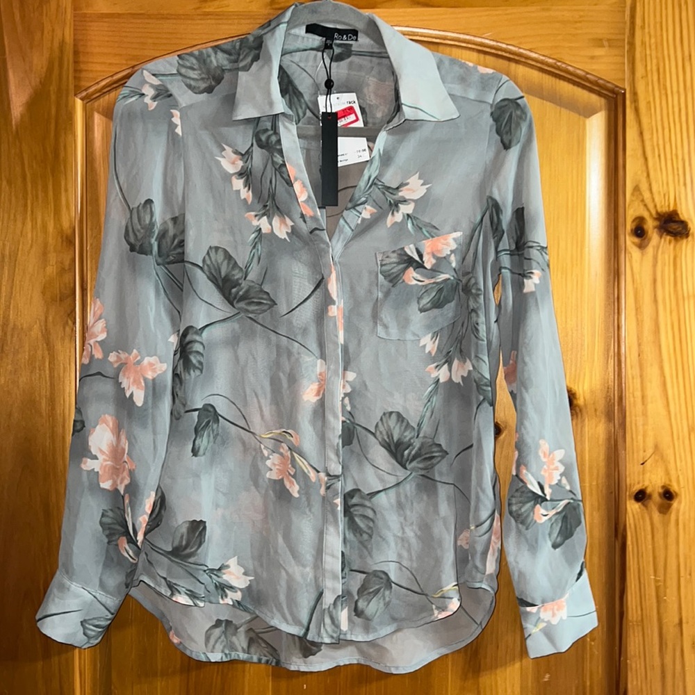 NWT Ro & De Floral Button-down Shirt Nordstrom Rack Size Small